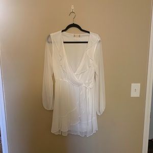 White wrap dress in chiffon material